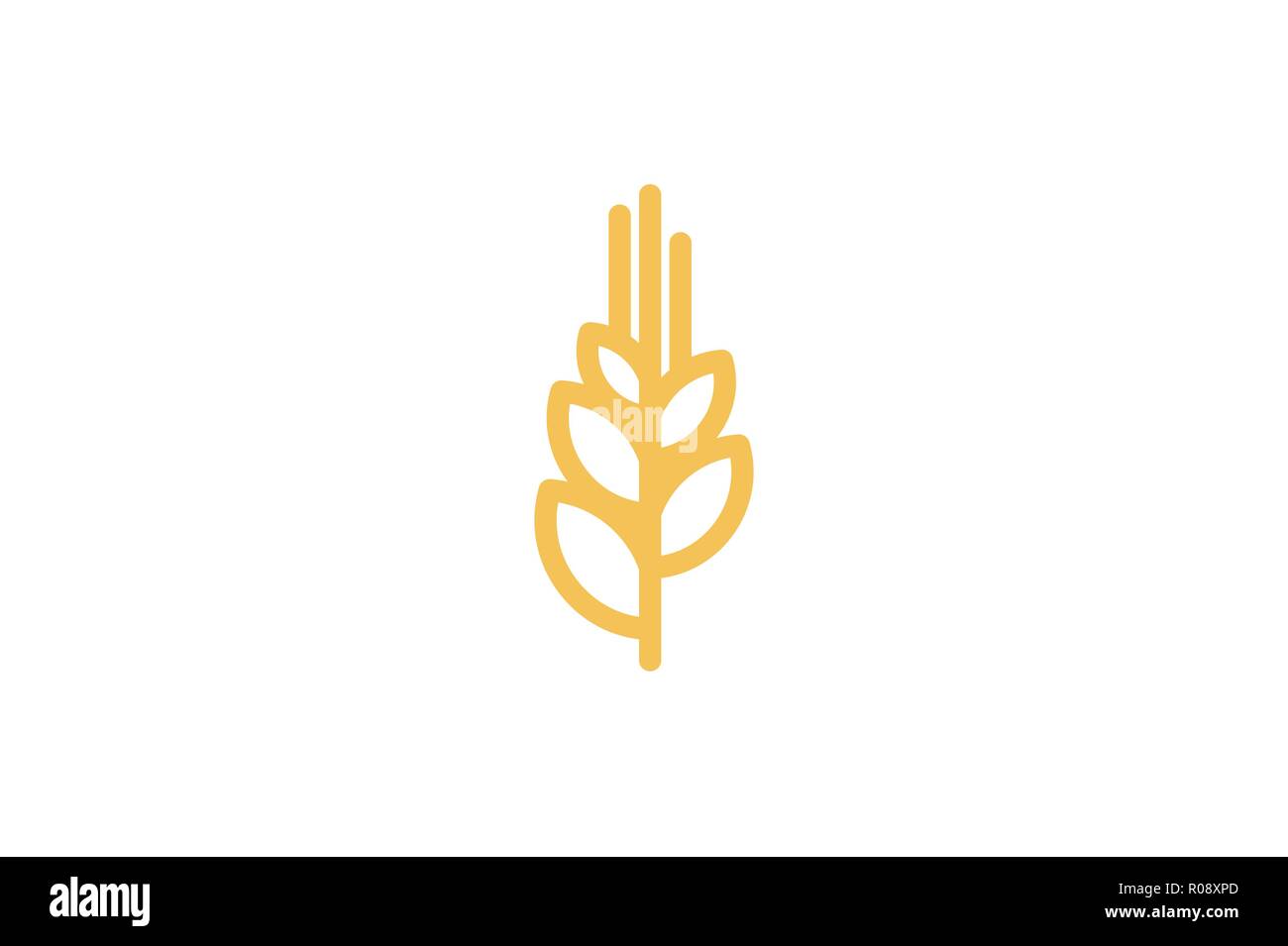 wheat grain agriculture mono line logo design inspiration Stock Vector