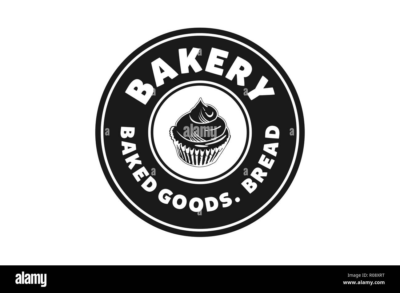 cupcake bakery rounded label vintage logo designs Stock Vector