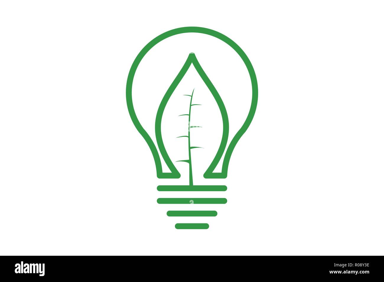 bulb idea and green leaf logo design Stock Vector