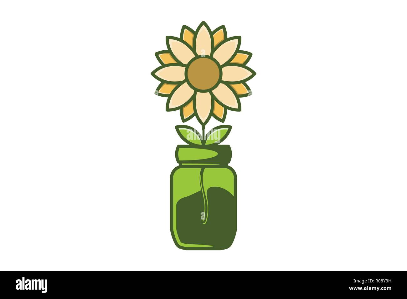 sun flower and jar logo design Stock Vector