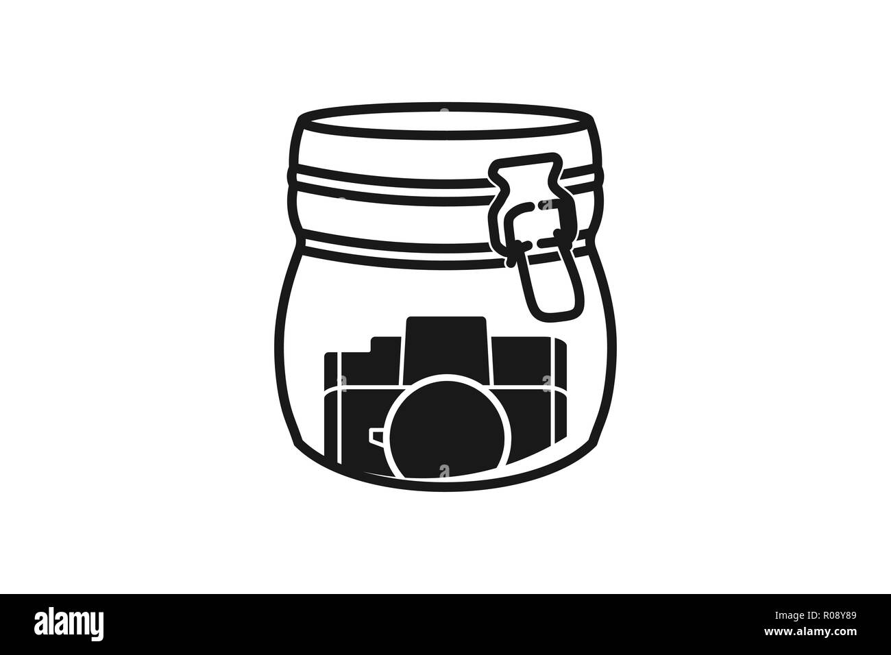 Jar and photography icon logo design inspiration Stock Vector