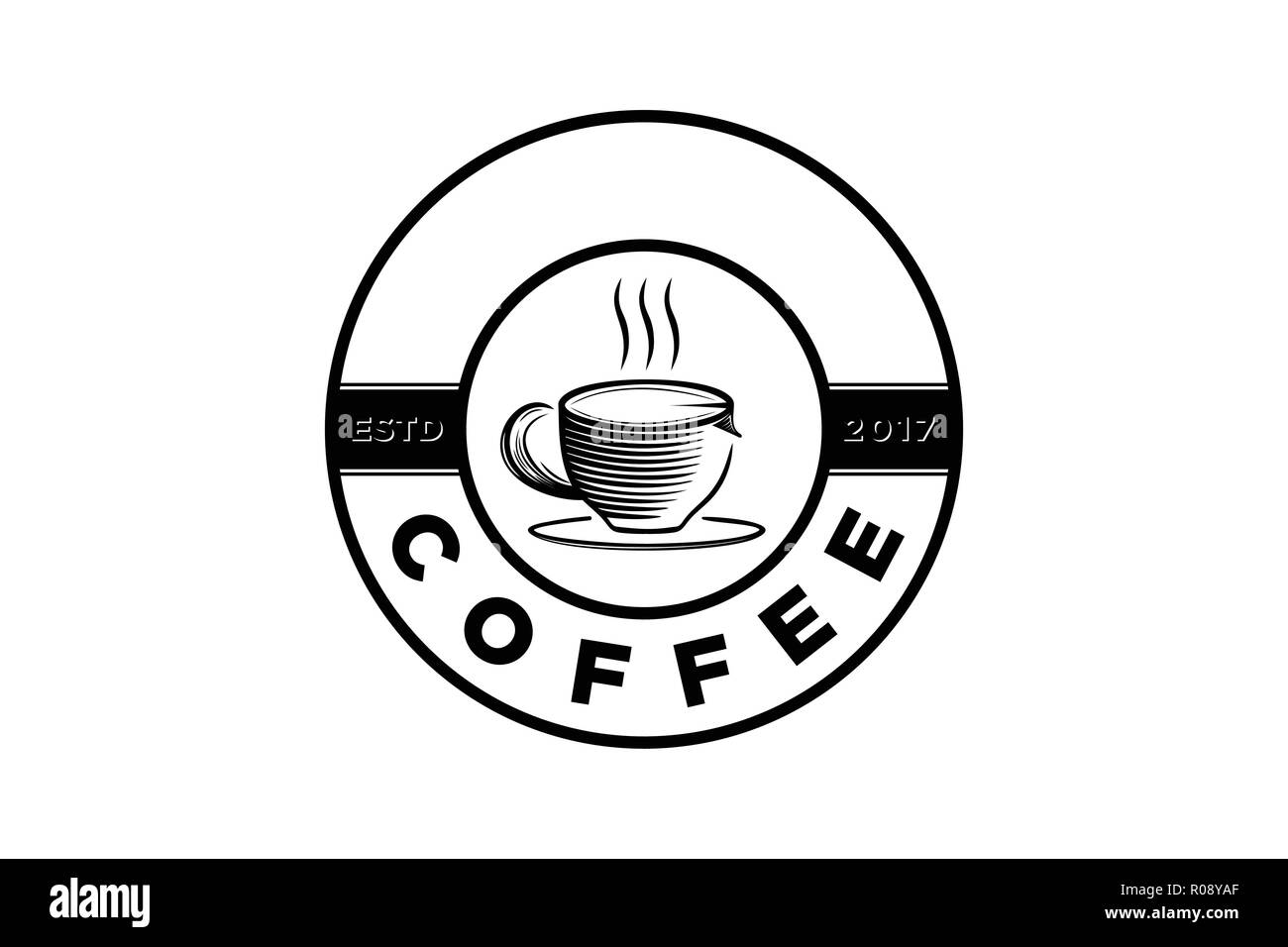 Vintage Coffee Cup Round Emblem Coffee Shop Logo Designs
