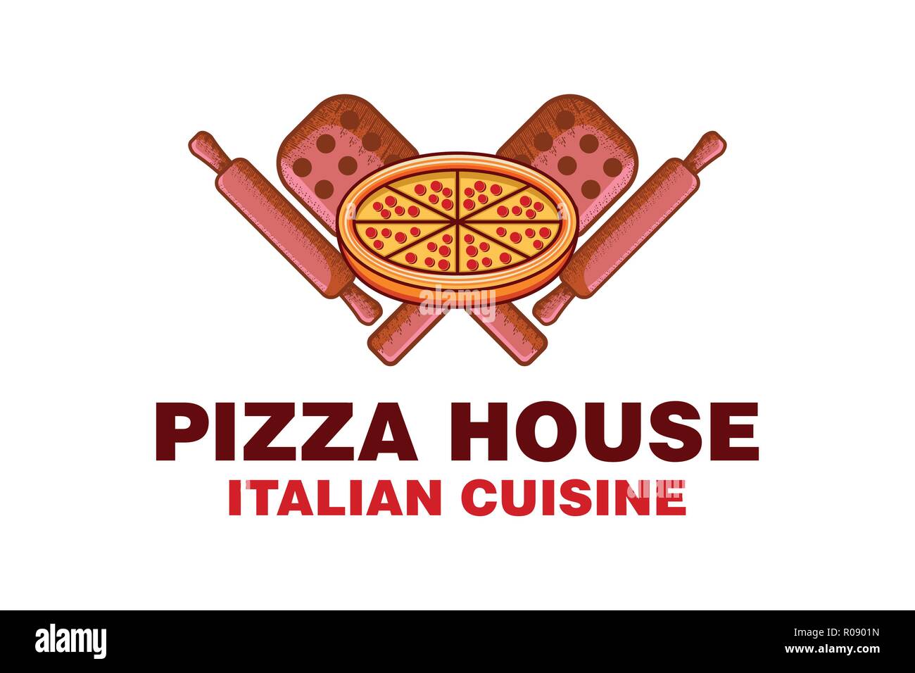 Vintage Pizza House Italian Food Logo Designs Inspiration Isolated