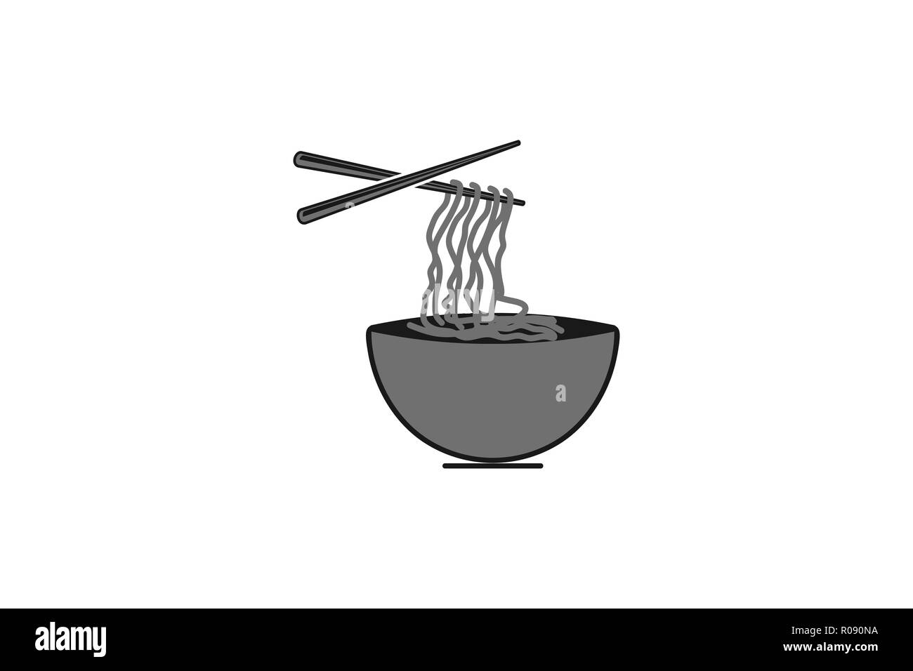 bowl, noodles, chopsticks, japanese restaurant logo design inspiration Isolated On white Backgrounds Stock Vector