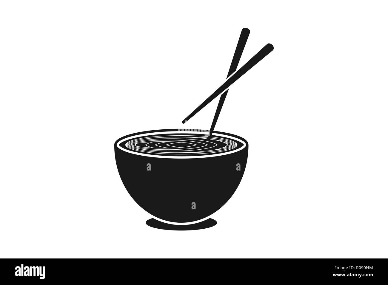 bowl, noodles, chopsticks, japanese restaurant logo design inspiration Isolated On white Backgrounds Stock Vector