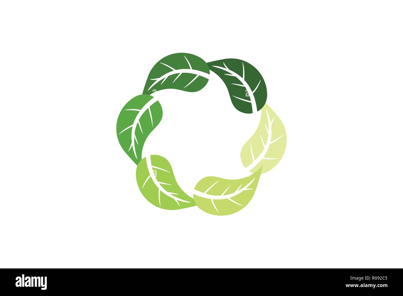 Organic Leaf Circle Logo Designs Inspiration Isolated On White