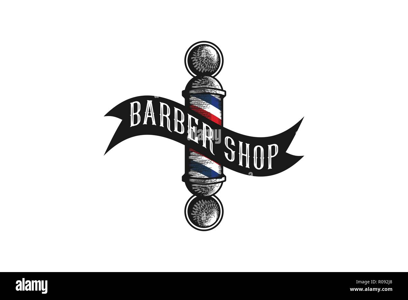 hand drawn barber pole vintage logo designs inspiration isolated on