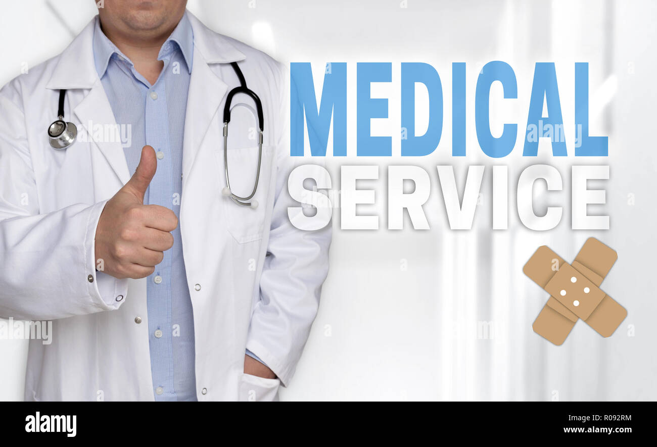 Medical service concept and doctor with thumbs up. Stock Photo