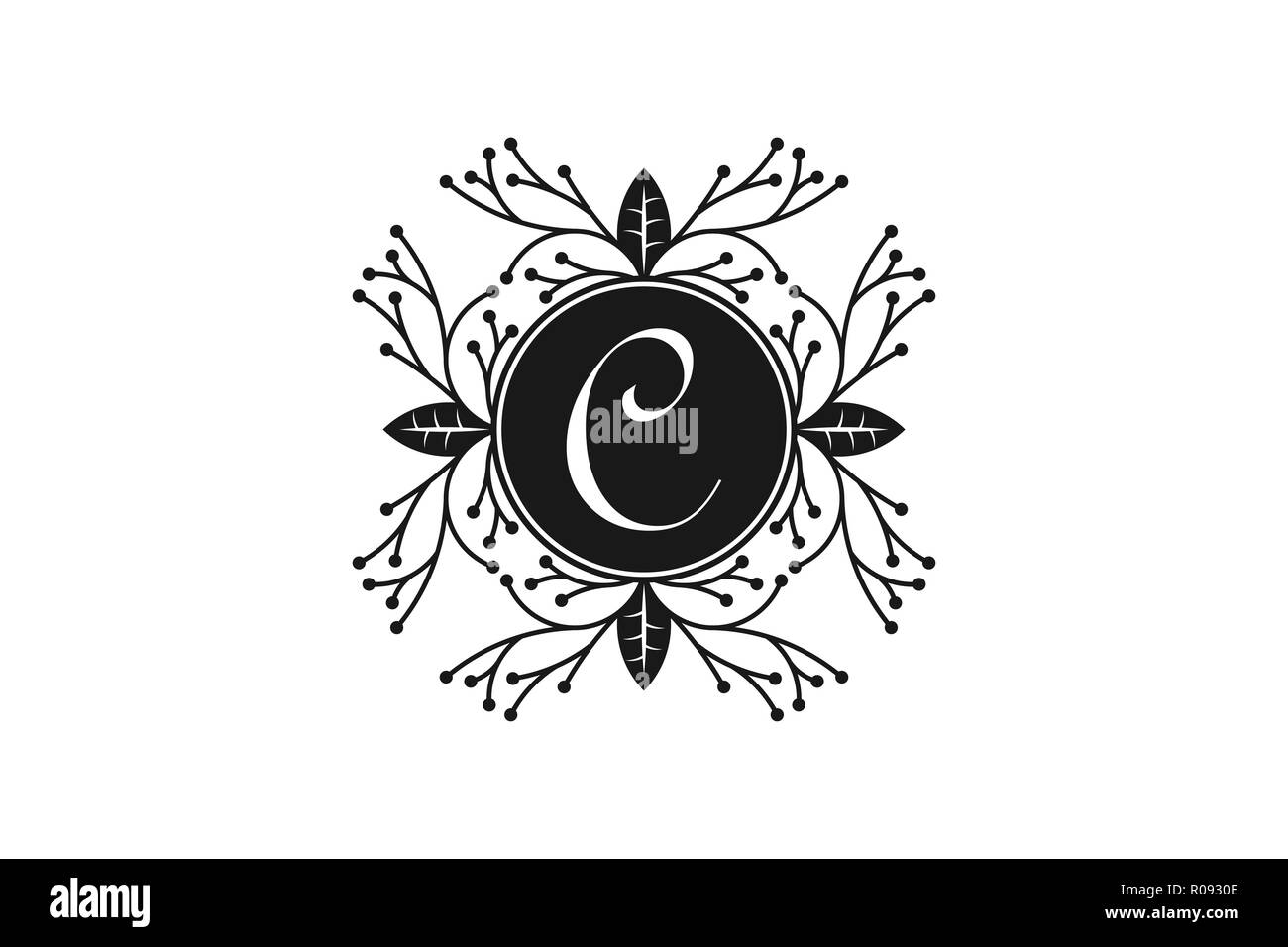 Elegant Floral Monogram Letter C For Wedding And Boutique Logo