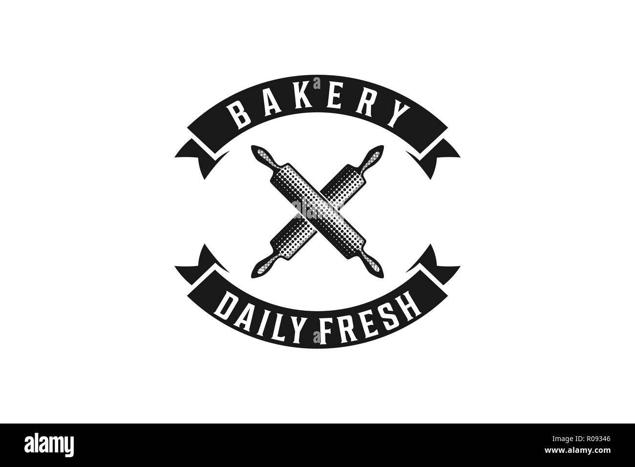 crossed rolling pin, vintage bakery logo Designs Inspiration Isolated