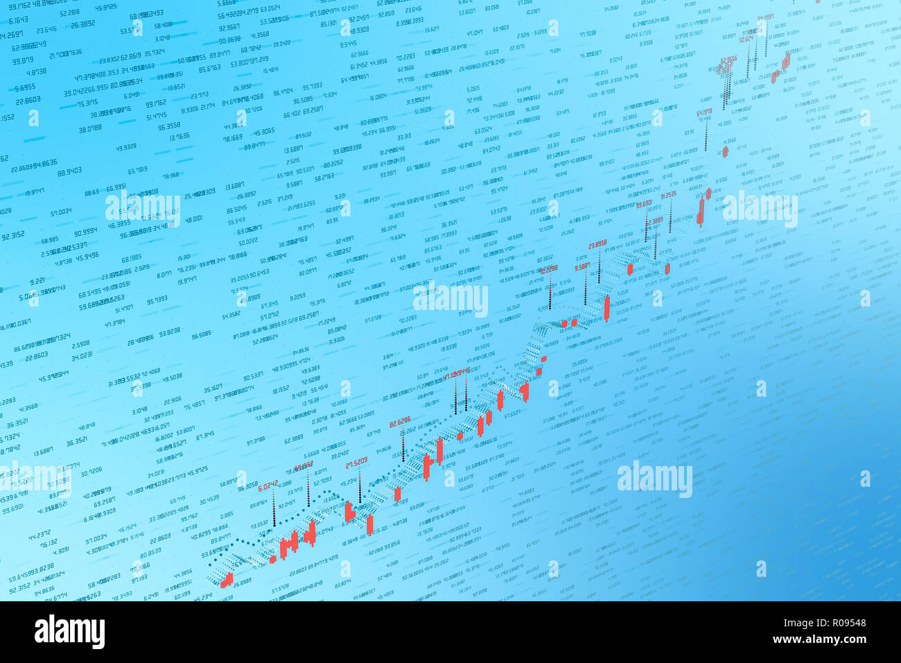 3d rendering, Stock chart with blue background Stock Photo