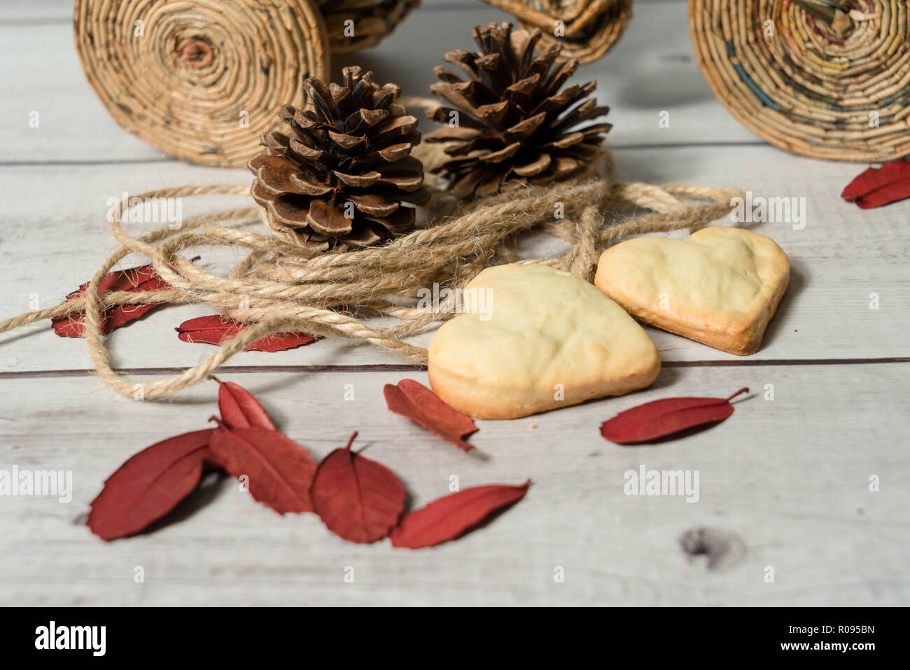 hand-made cookies with Light color background Stock Photo