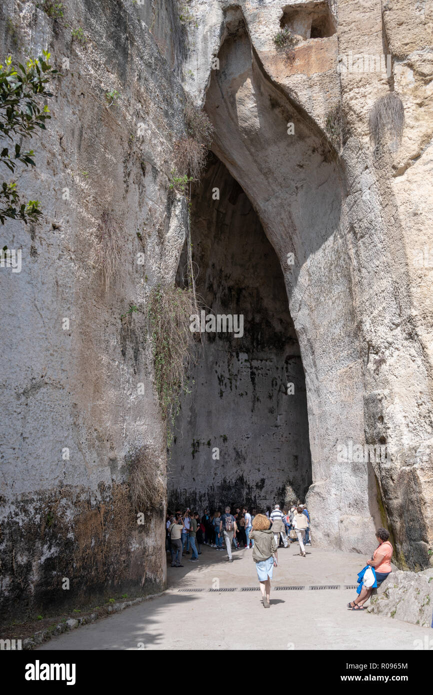ear-of-dionysius-archeological-museum-syracuse-sicily-stock-photo