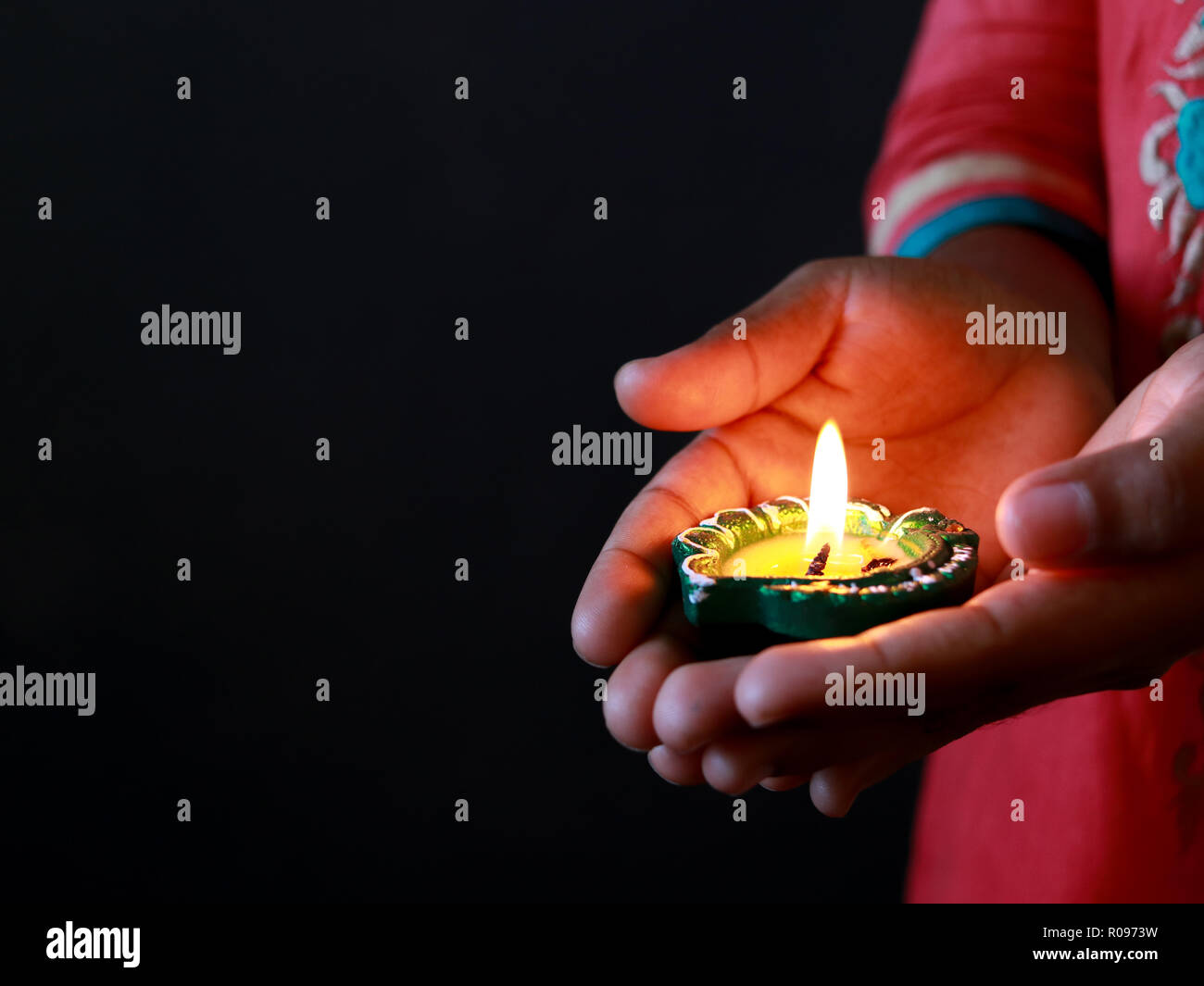 Diya on black background hi-res stock photography and images - Alamy