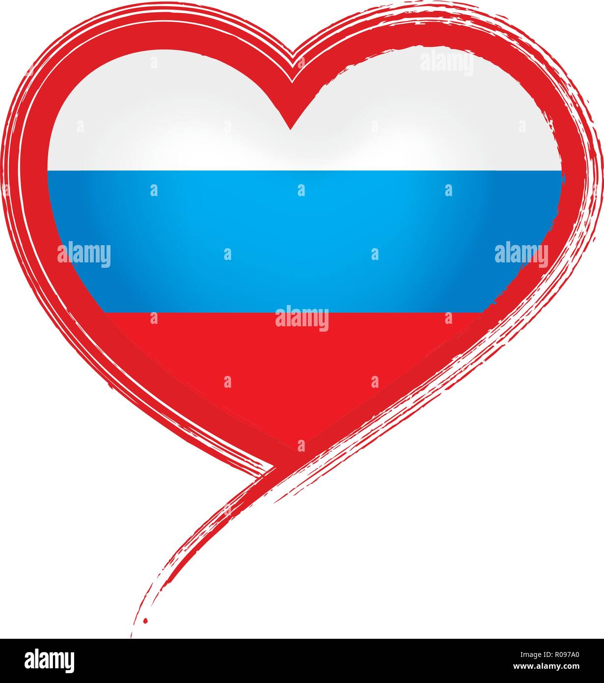 Russian flag in heart shape on white background stock photo