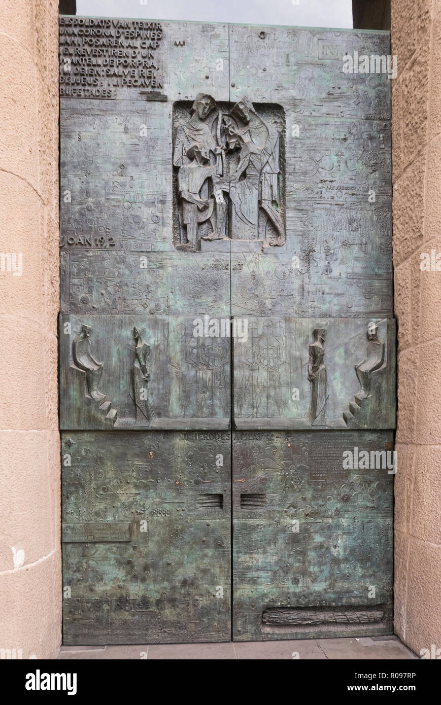 Bas Relief figures on the door of the Sagrada Familia, Barcelona, Spain  Stock Photo - Alamy