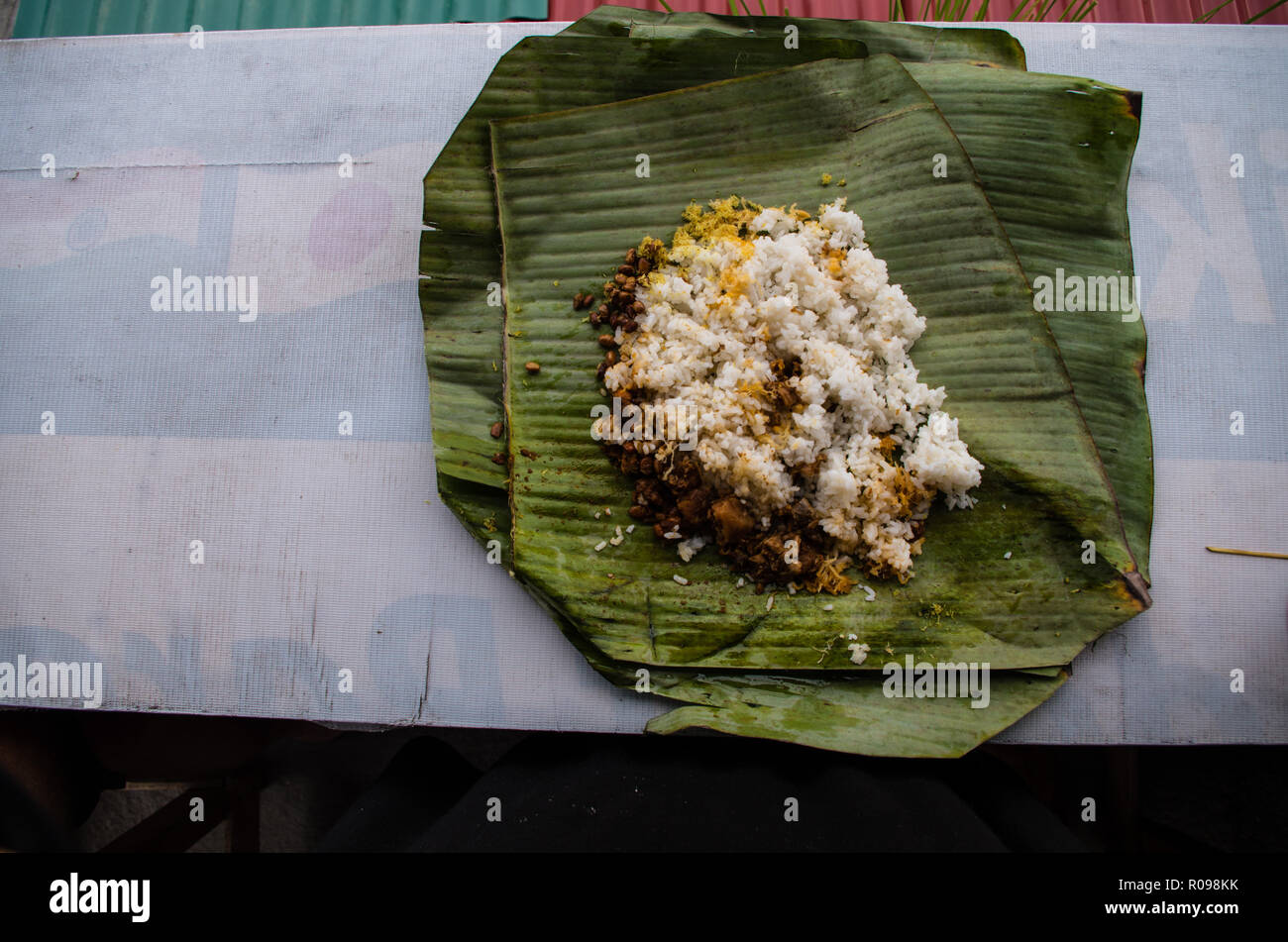 NASI PUYUNG dish in Kuta Lombok, street food, copy-space on the left side Stock Photo
