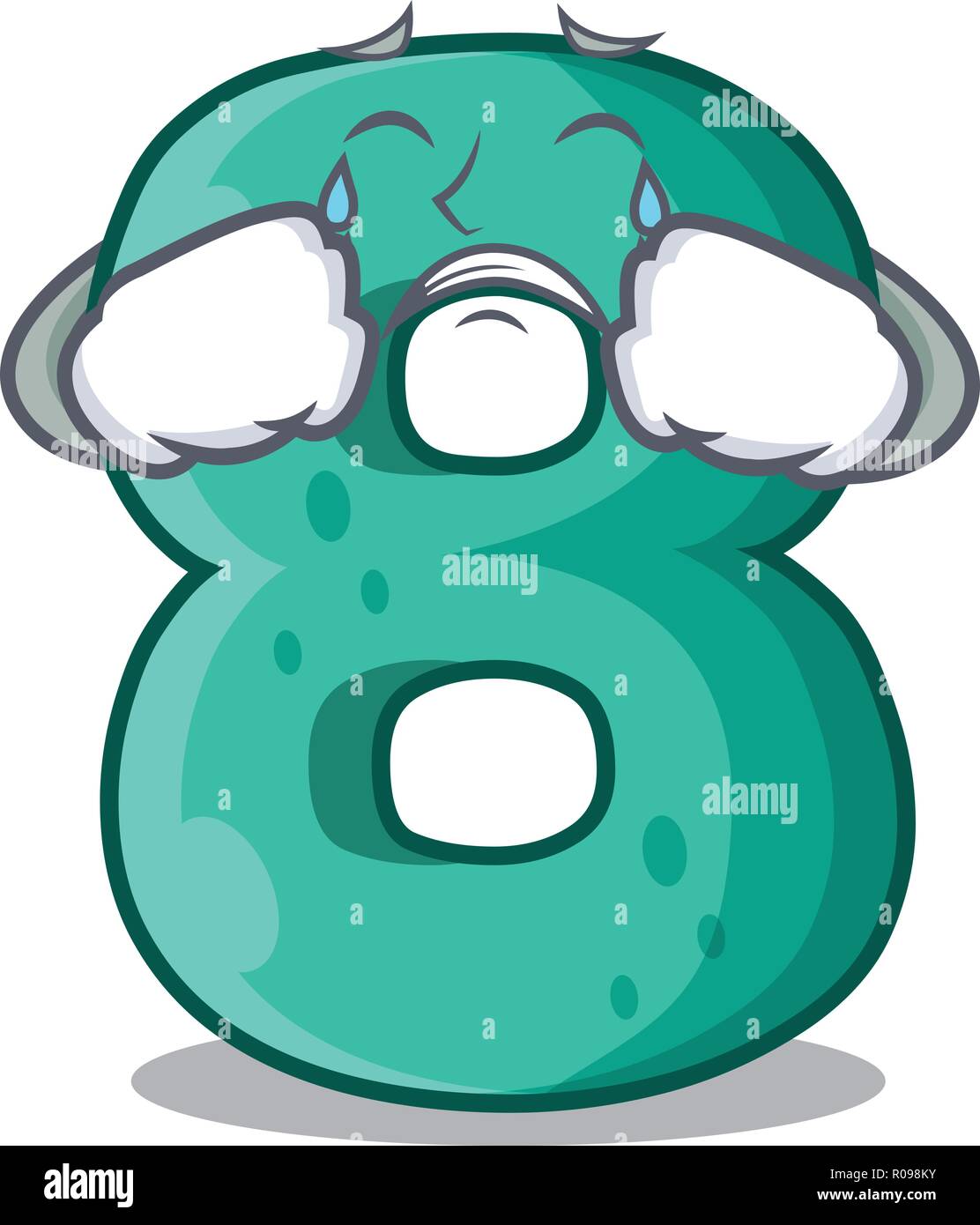 Crying number eight made with cartoon shaped Stock Vector