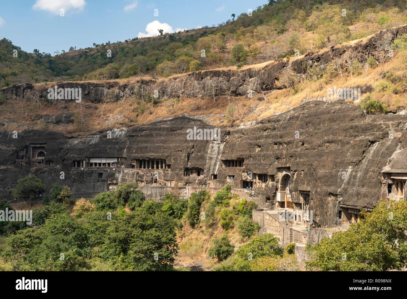View of Ajanta Caves, near Aurangabad, Maharashtra, India Stock Photo