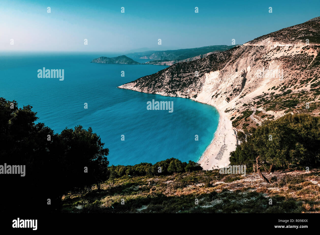 Myrtos Beach in Kefalonia, Greece Stock Photo