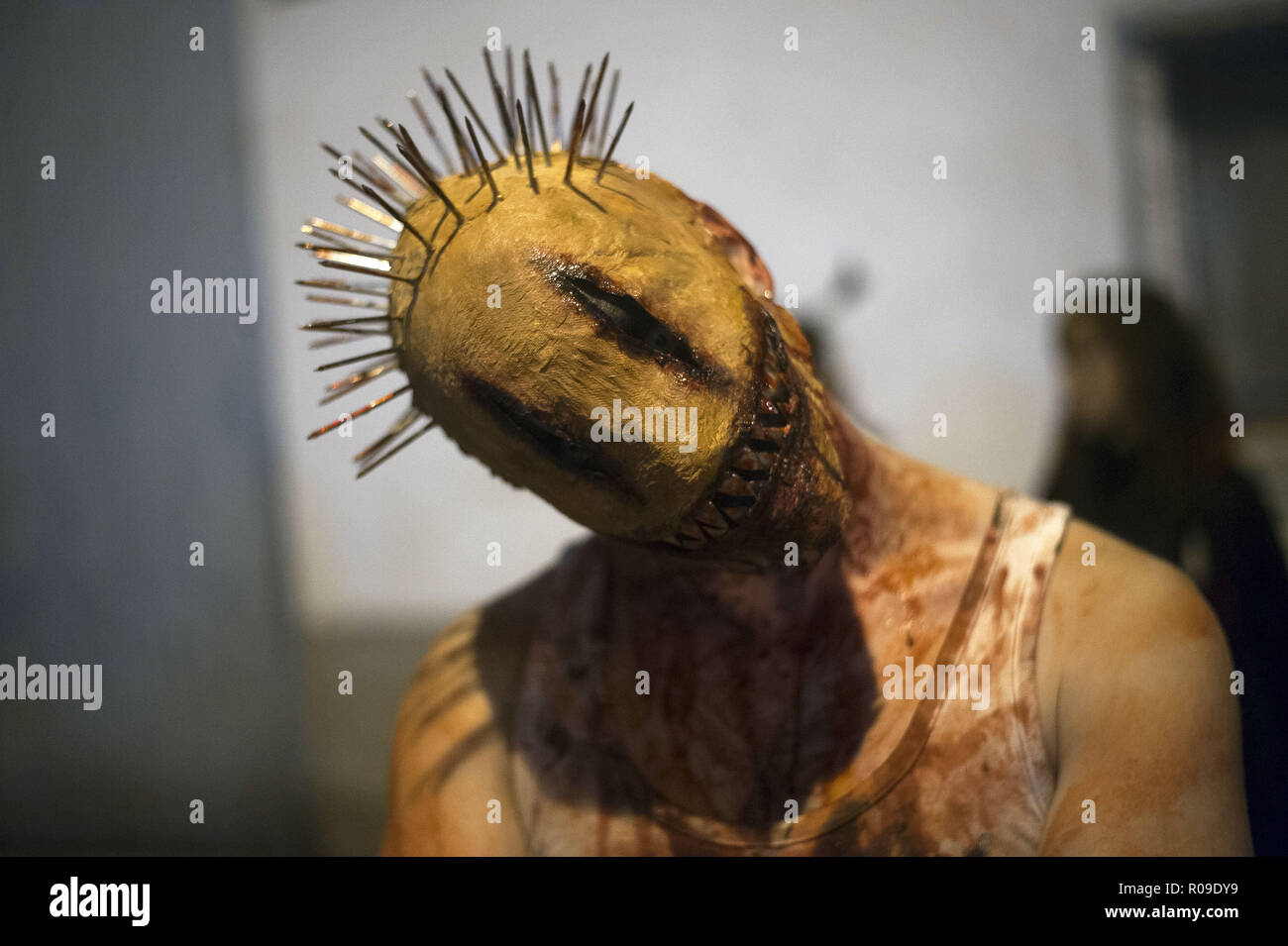 Malaga Spain 2nd Nov 2018 A Man Dressed Up As Smiley Takes Part In The Iv Edition Of Churriana Noche Del Terror Churriana Horror Night To Celebrates The Halloween Night In The