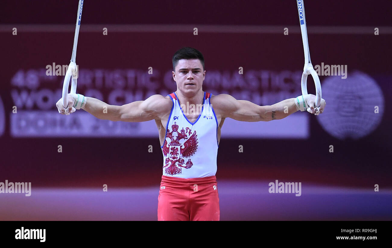 Doha, Katar. 02nd Nov, 2018. Nikita Nagornyy (RUS) on the rings, rings