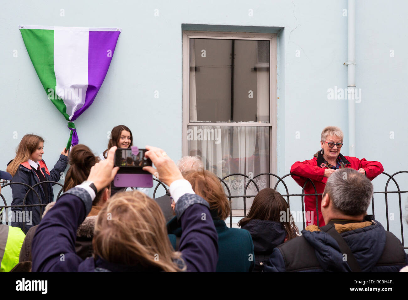 Carmarthen, UK. 3 November 2018. A Carmarthen Civic Society Blue Plaque