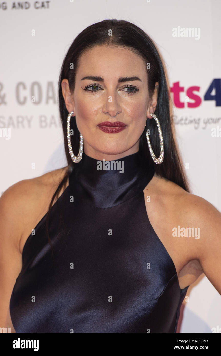 November 1, 2018 - London, United Kingdom - Kirsty Gallacher attends the Battersea Dogs & Cats Home Collars & Coats Gala Ball 2018 at Battersea Evolution. (Credit Image: © Gary Mitchell/SOPA Images via ZUMA Wire) Stock Photo