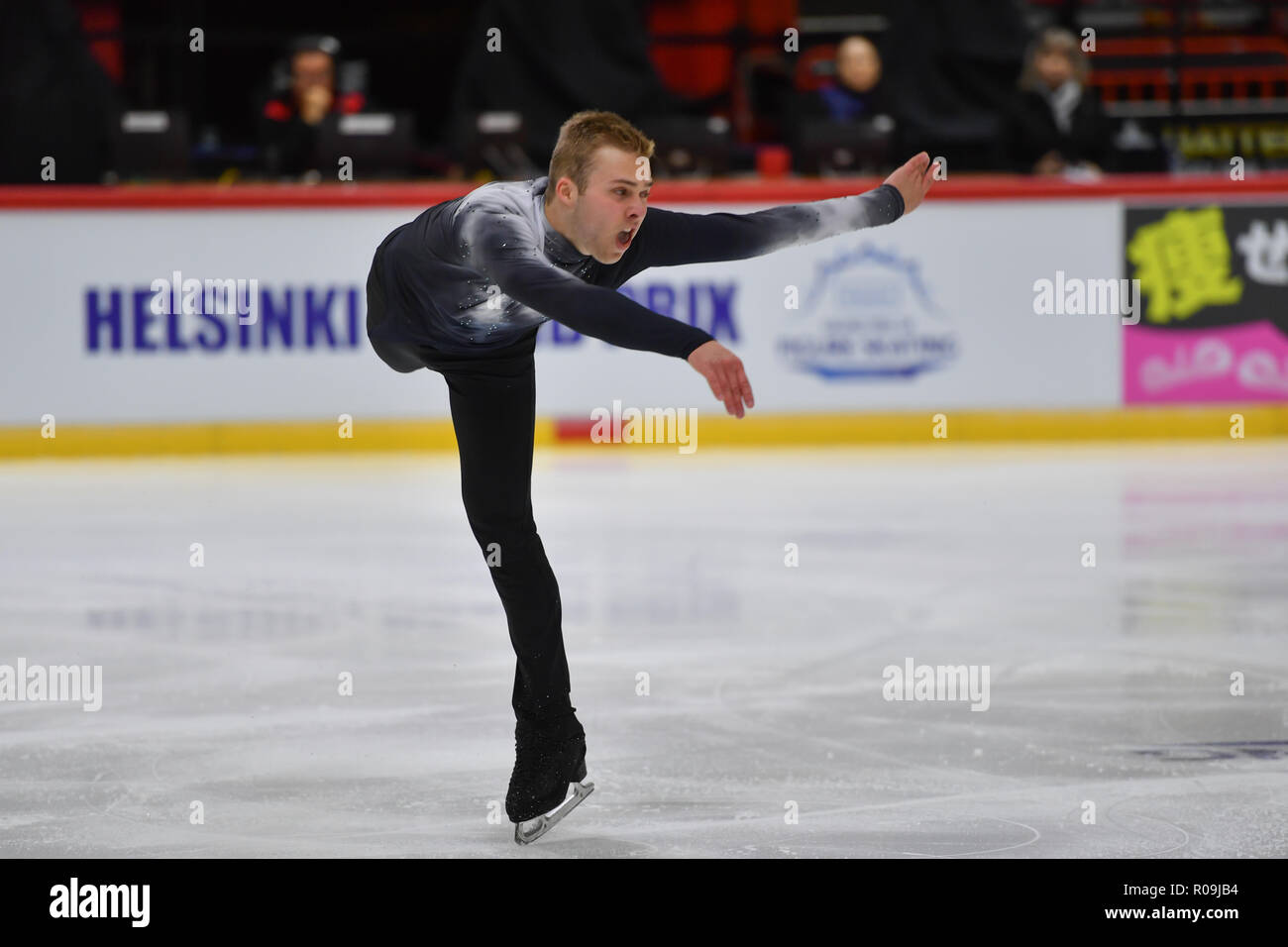 Helsinki, Finland. 03rd Nov, 2018. Alexei Krasonozhon (USA) during in Men's Short Program of the ISU GP of Figure Skating Helsinki 2018 at Helsinki Ice Hall (Helsingin Jaahalli) on Saturday, 03 November 2018. HELSINKI . (Editorial use only, license required for commercial use. No use in betting, games or a single club/league/player publications.) Credit: Taka Wu/Alamy Live News Stock Photo