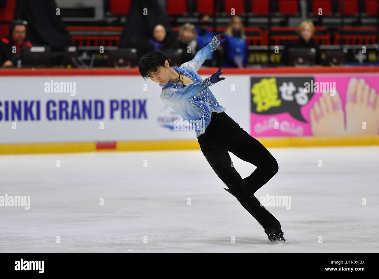 Helsinki, Finland. 03rd Nov, 2018. Yuzuru Hanyu (JPN) during in Men's Short Program of the ISU GP of Figure Skating Helsinki 2018 at Helsinki Ice Hall (Helsingin Jaahalli) on Saturday, 03 November 2018. HELSINKI . (Editorial use only, license required for commercial use. No use in betting, games or a single club/league/player publications.) Credit: Taka Wu/Alamy Live News Stock Photo