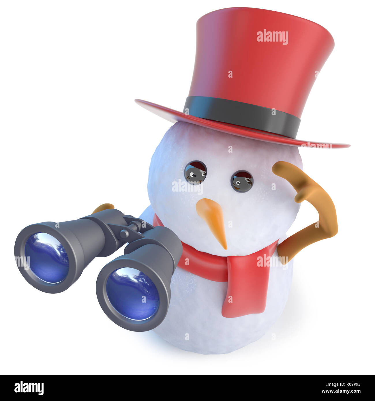 3d render of a funny cartoon snowman in top hat using a pair of ...