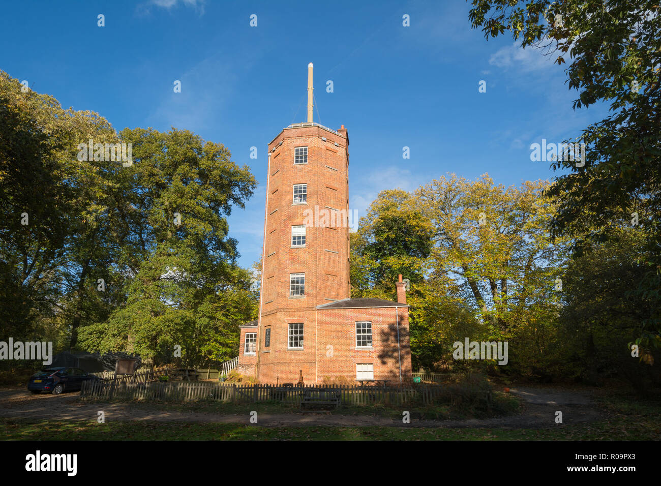Chatley Heath Semaphore Tower, a landmark that was built as part of the Admiralty semaphore chain which operated between 1822 and 1847, Surrey, UK Stock Photo