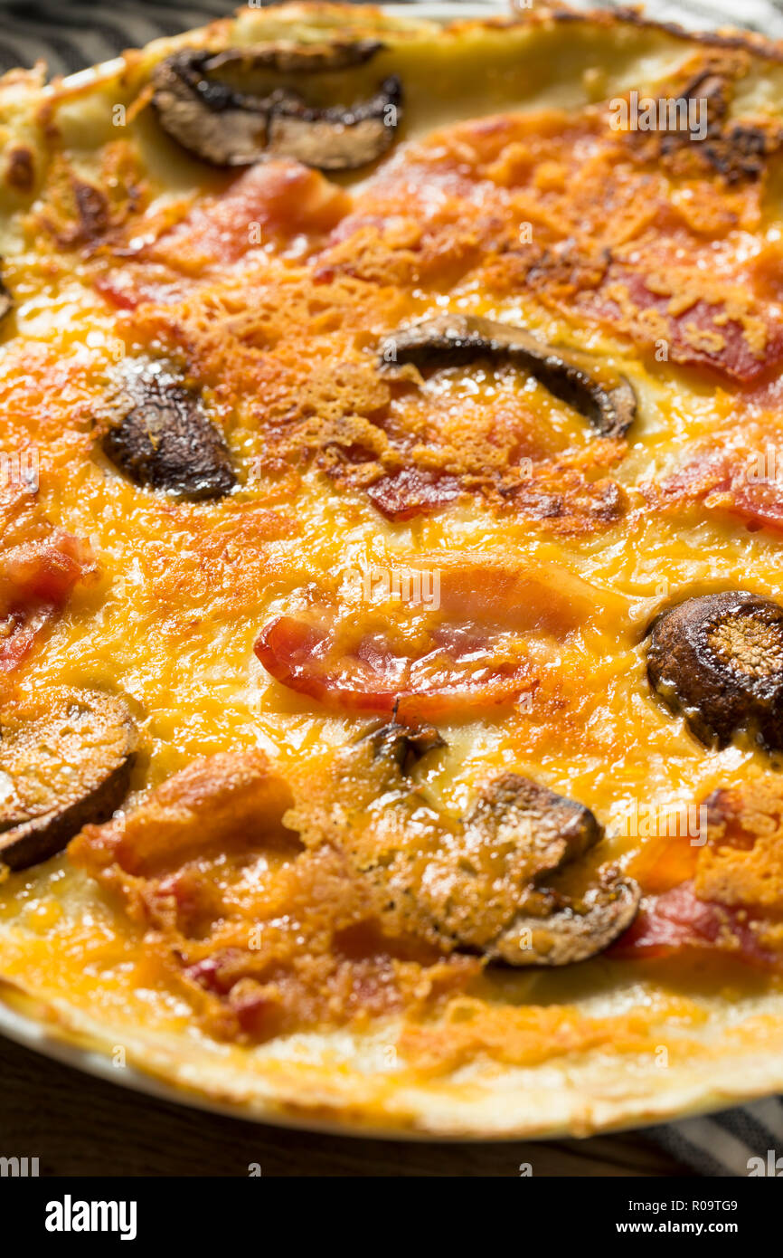 Savory Homemade Dutch Pannenkoeken Pancake with Bacon and Cheese Stock