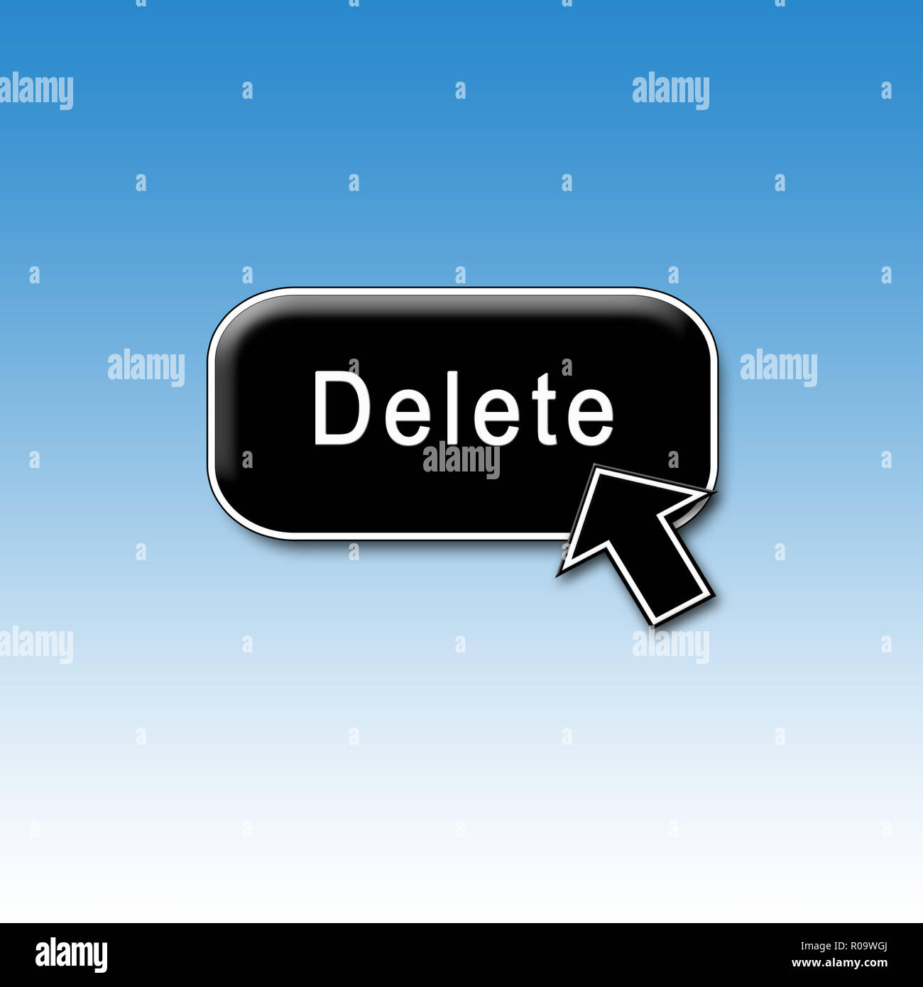 Graphic illustration of delete button on computer screen with a cursor ...