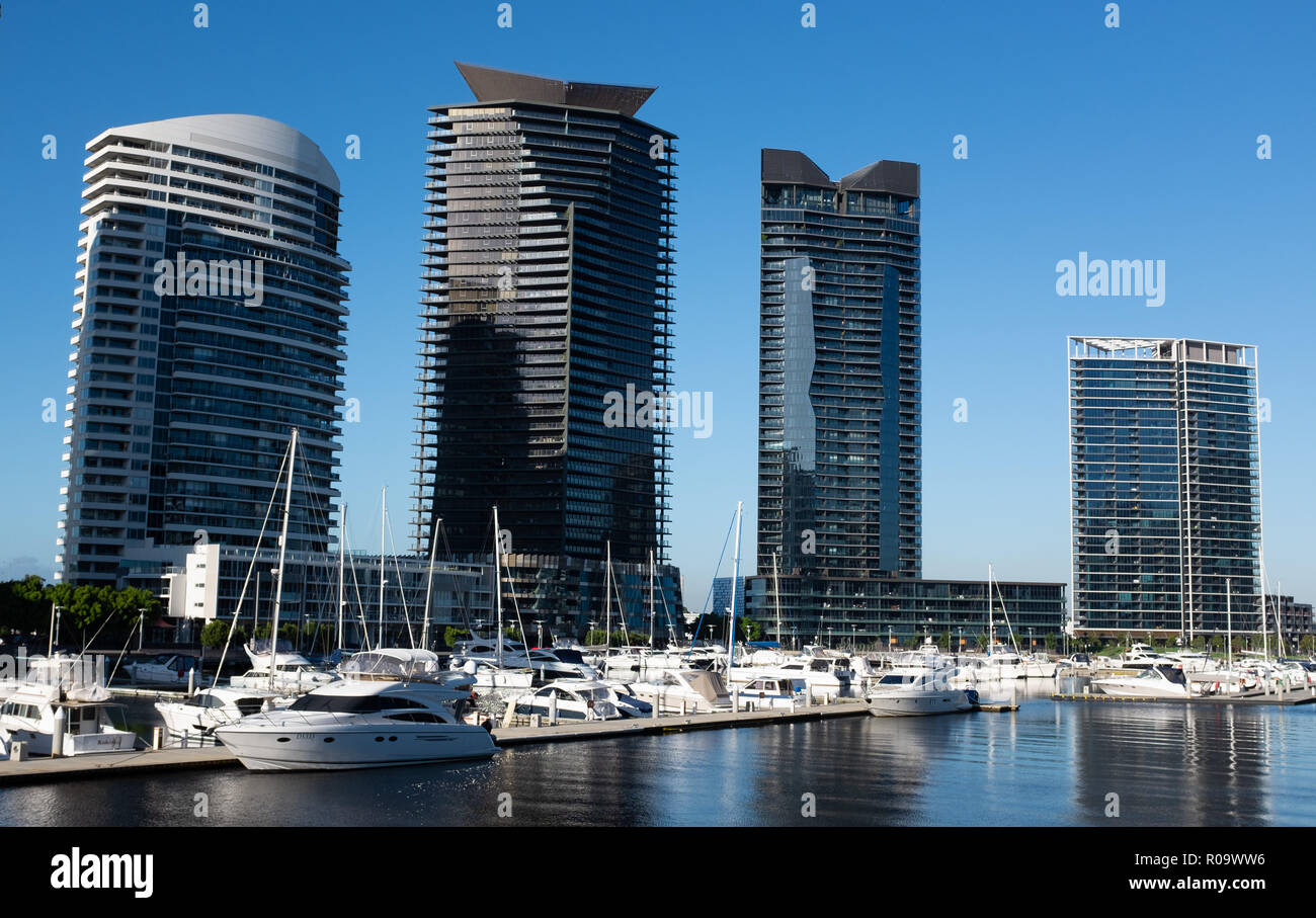 Residential towers at Yarra's Edge near Victoria harbour, Melbourne, Victoria, Australia Stock Photo