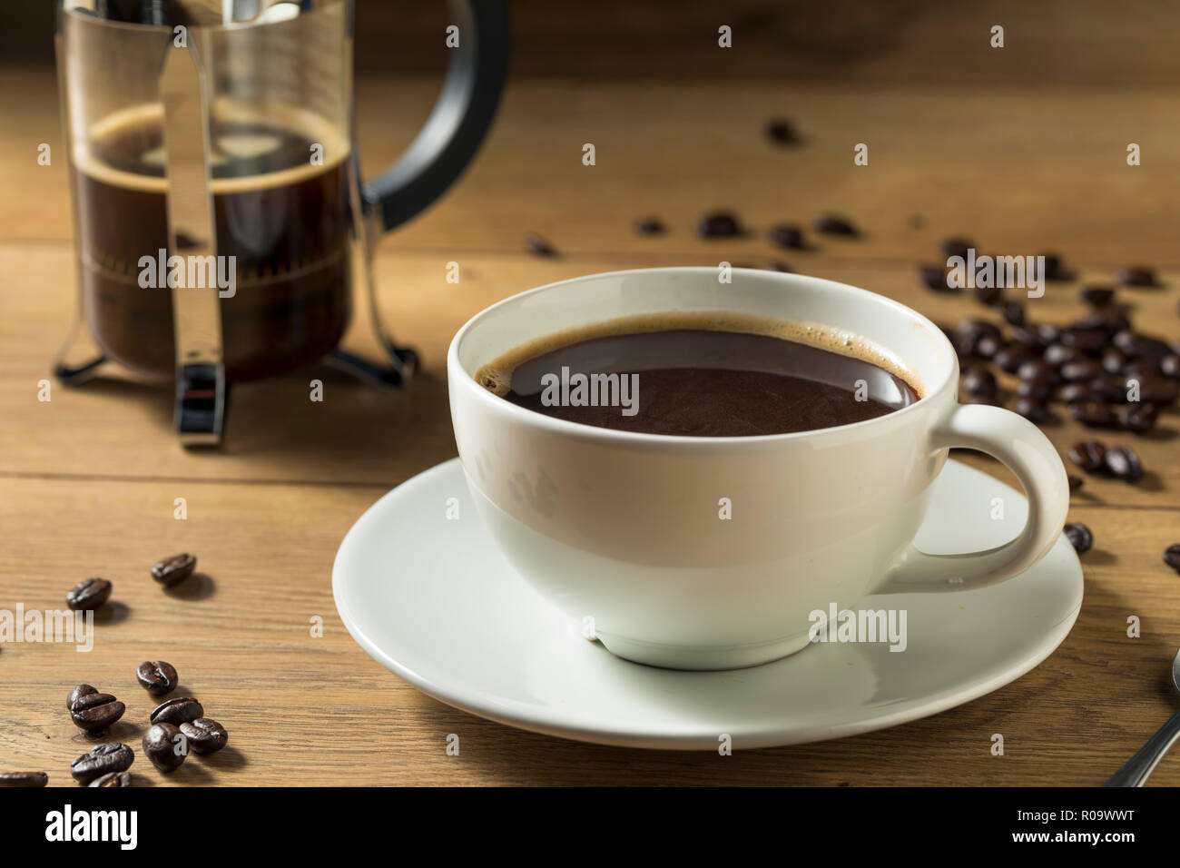 Warm Homemade French Press Coffee in a Cup Stock Photo Alamy