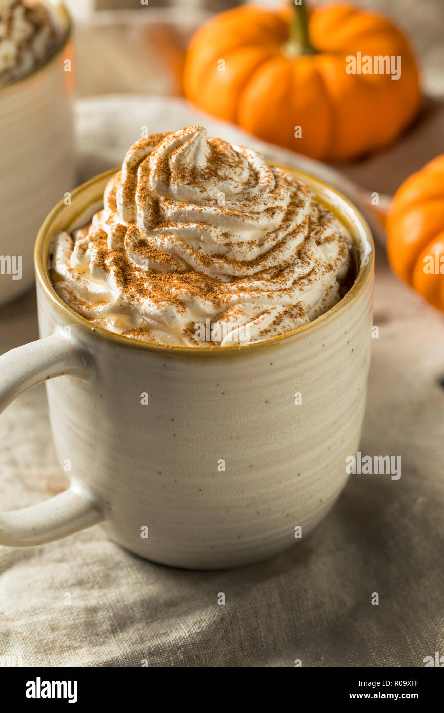 Sweet Autumn Pumpkin Spice Latte Coffee with Whipped Cream Stock Photo ...