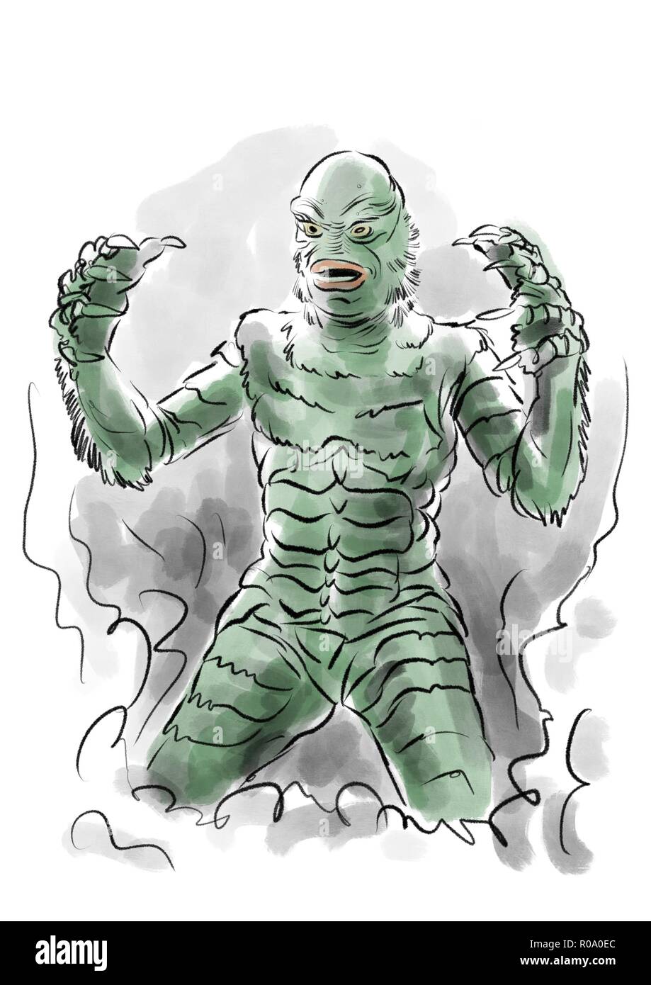 illustration of gillman from the creature from the black lagoon film movie Stock Photo