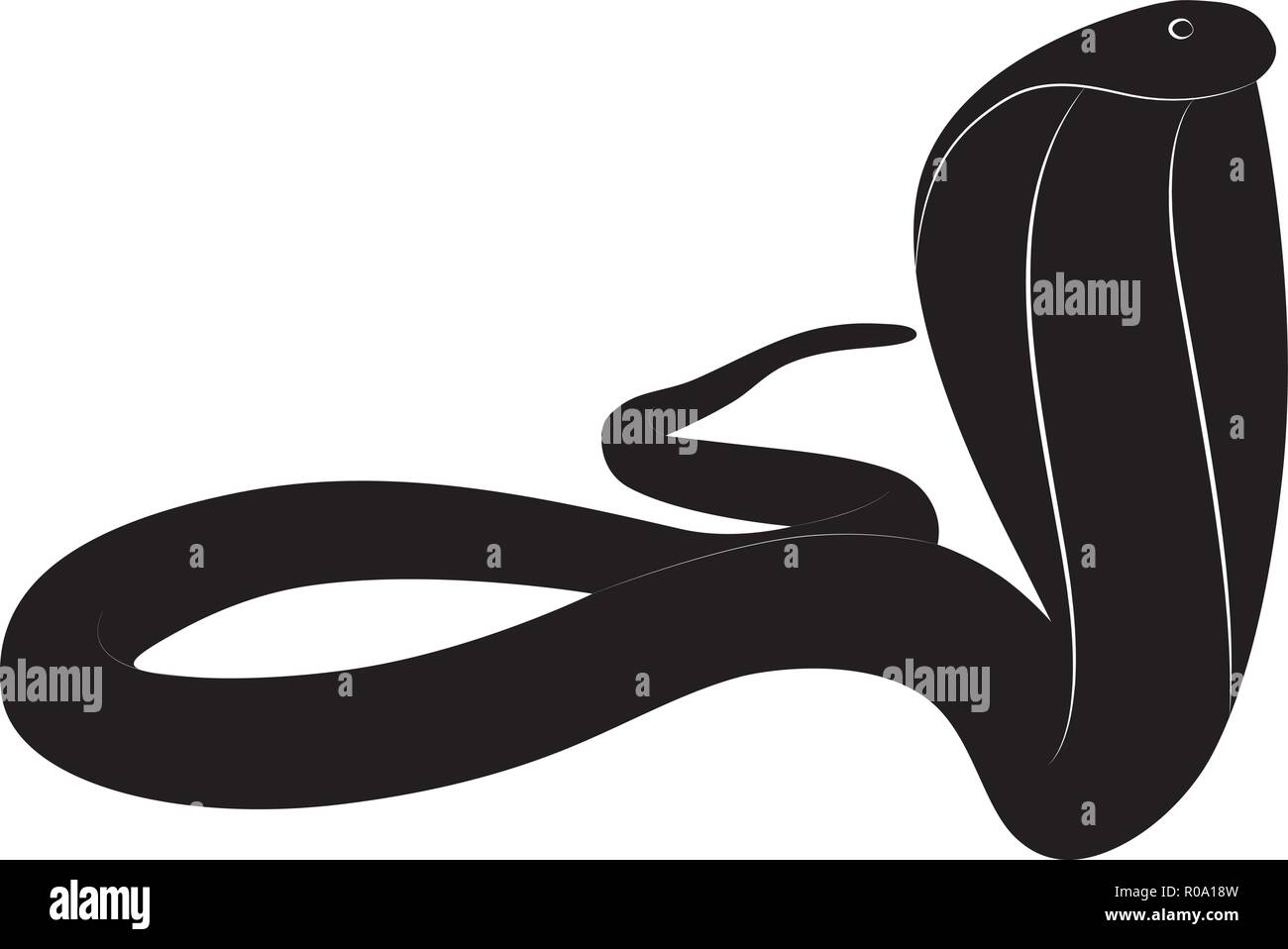 Vector illustration for the scary predator the king cobra snake in black and white Stock Vector
