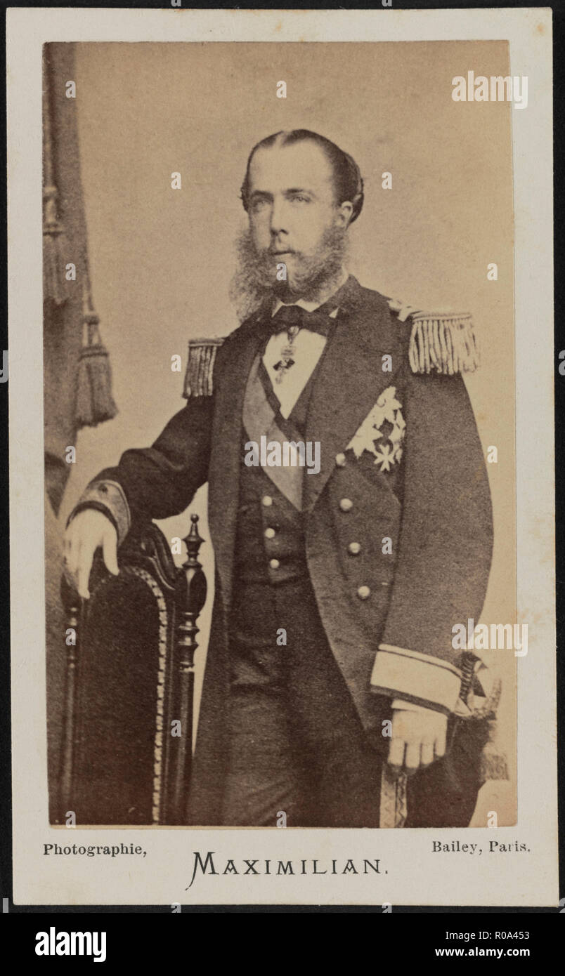 Maximilian I of Mexico (1832-1867) standing next to Chair, by Andrew Burgess, Mexico, 1864 Stock Photo