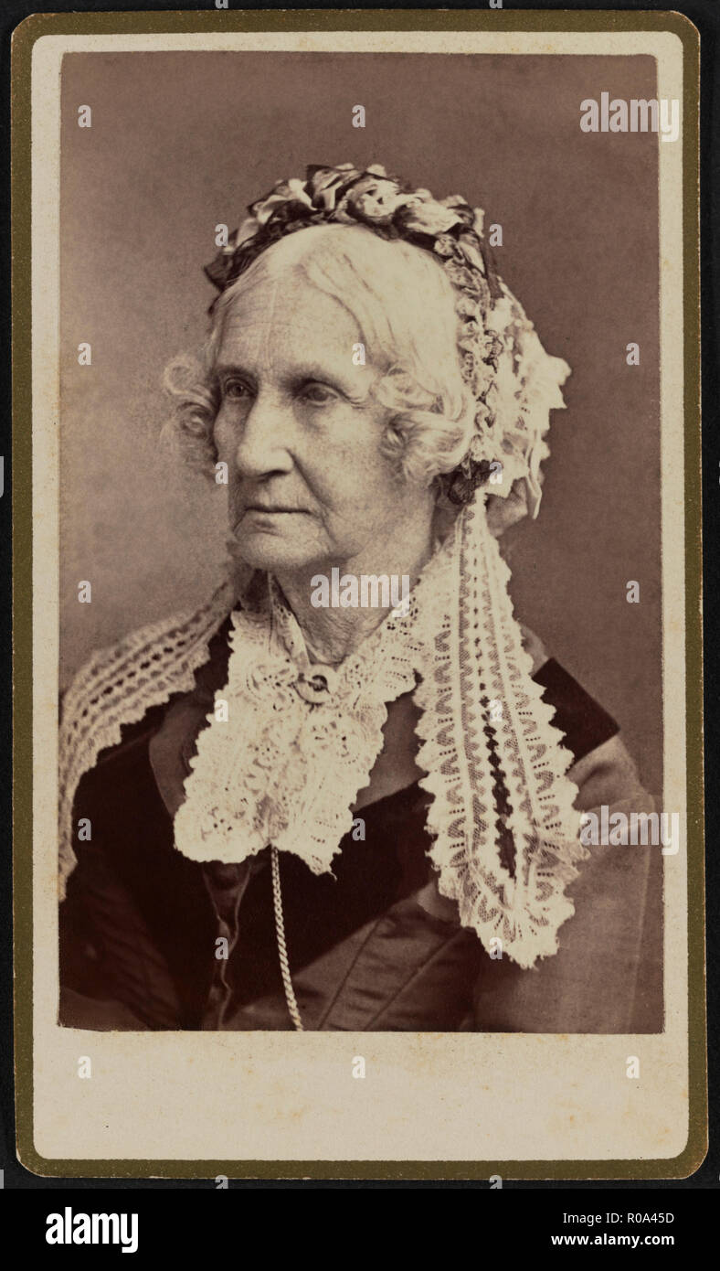 Nancy Maria Donaldson Johnson (1794-1890), Active in American Missionary Association, Taught Freed Slaves, Volunteer and Inventor, Head and Shoulders Portrait by Julius Ulke, 1875 Stock Photo