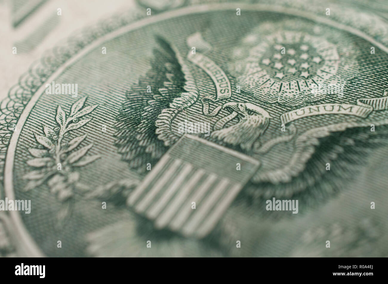 US one dollar bill detail, eagle macro photo Stock Photo