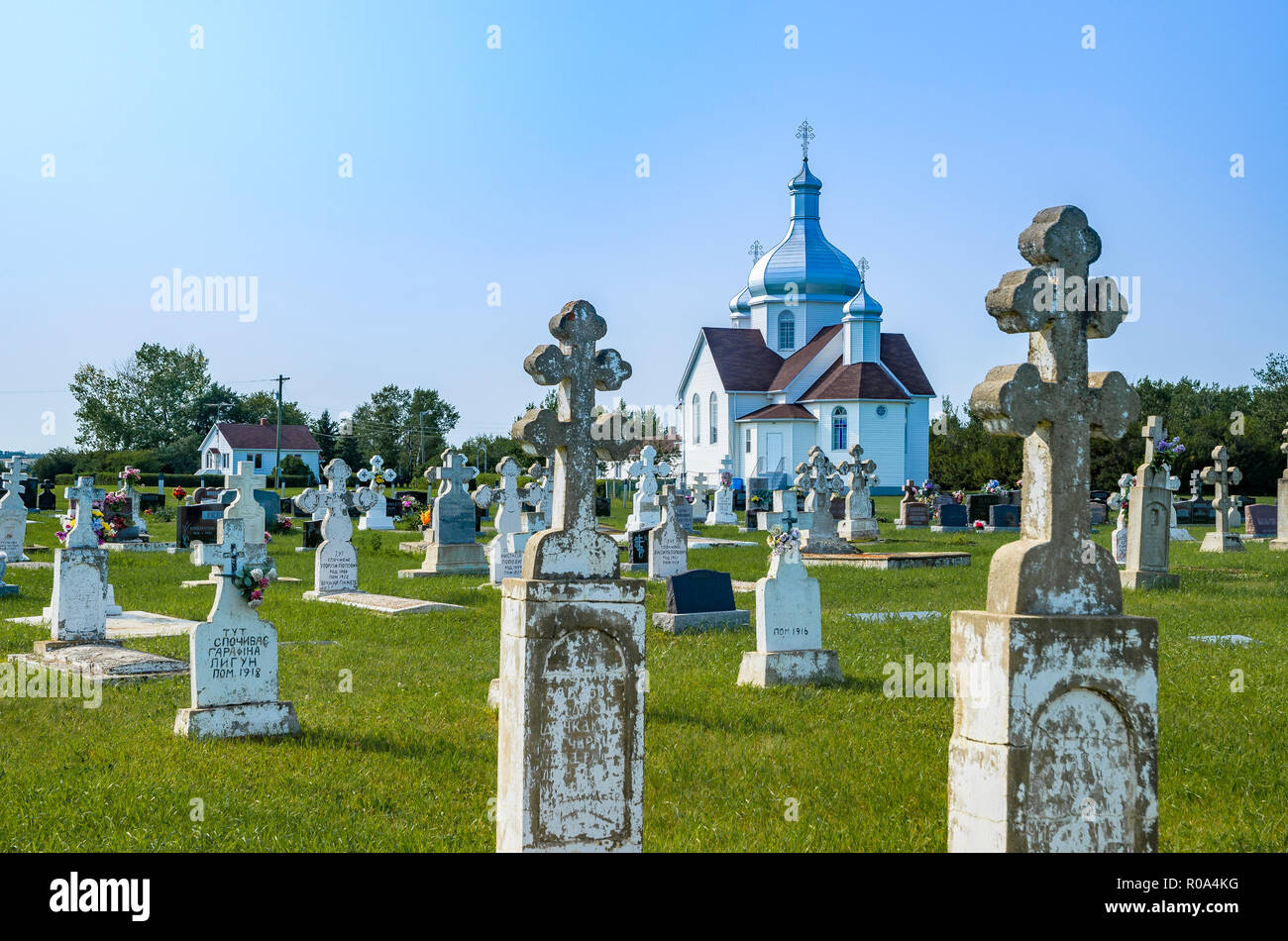 Holy Trinity Orthodox Church, Smoky Lake, Alberta, Canada Stock Photo