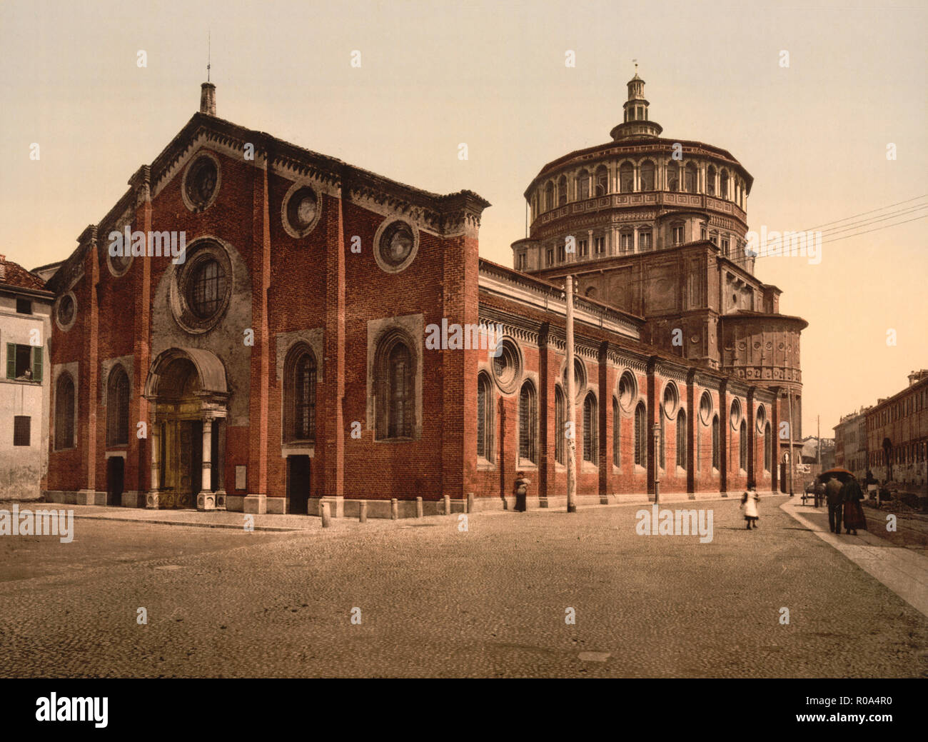 Church of St. Mary the Gracious, Milan, Italy, Photochrome Print, Detroit Publishing Company, 1900 Stock Photo