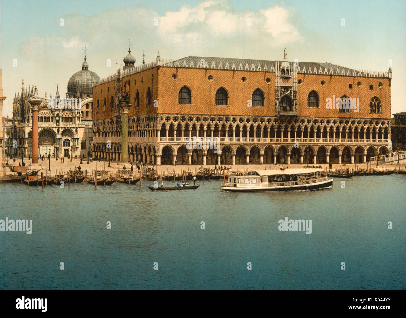 Doge's Palace, Venice, Italy, Photochrome Print, Detroit Publishing Company, 1900 Stock Photo