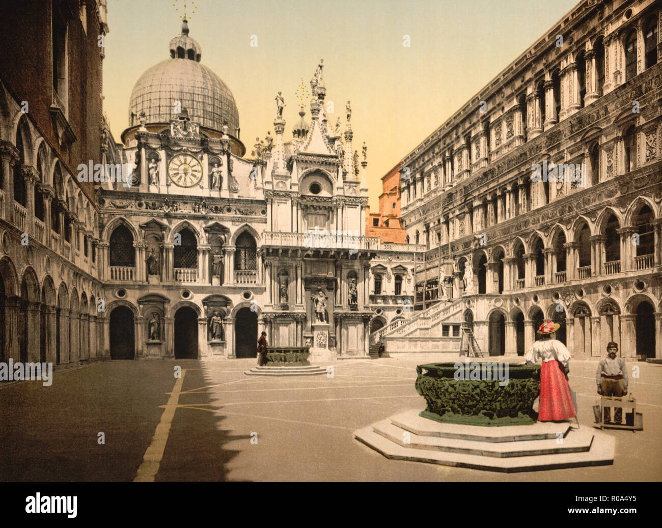 Interior of Doge's Palace, Venice, Italy, Photochrome Print, Detroit Publishing Company, 1900 Stock Photo