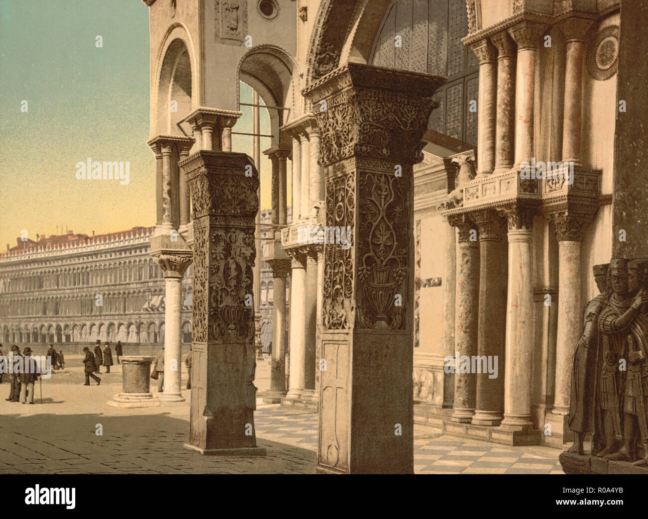 Columns of St. Mark's Church, Venice, Italy, Photochrome Print, Detroit Publishing Company, 1900 Stock Photo