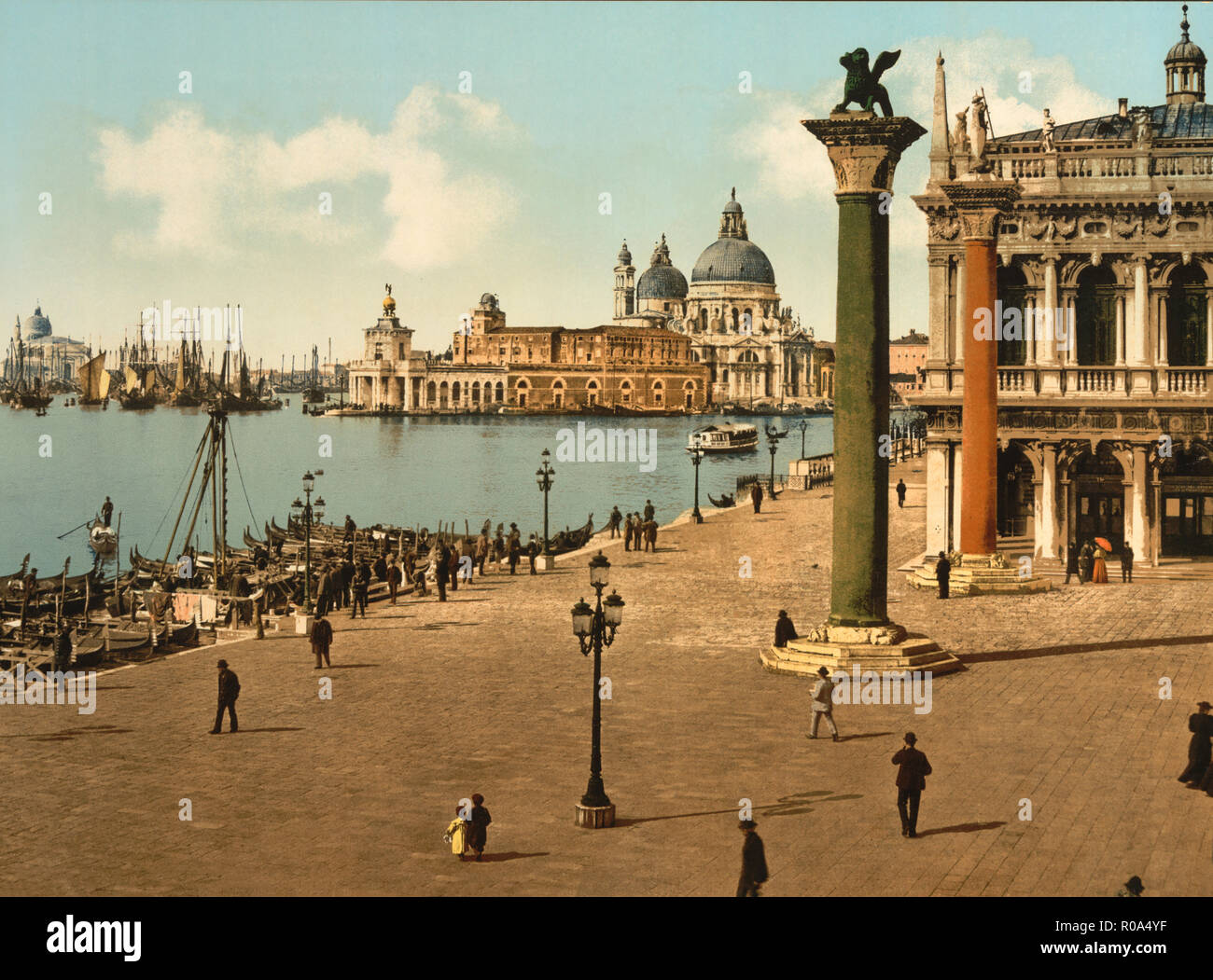 Piazzetta and Columns of St. Mark's, Venice, Italy, Photochrome Print, Detroit Publishing Company, 1900 Stock Photo