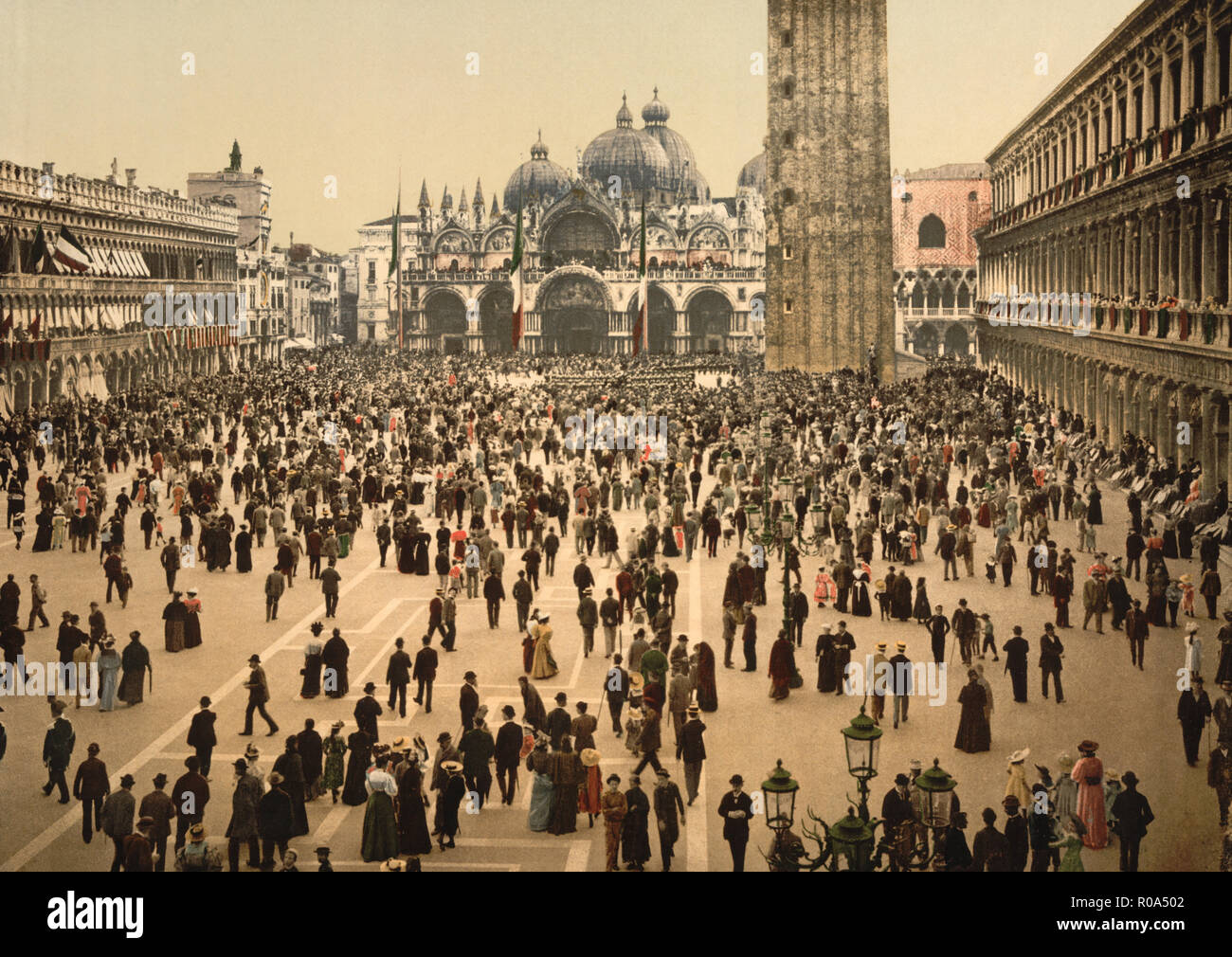 Concert, St. Mark's, Place, Venice, Italy, Photochrome Print, Detroit Publishing Company, 1900 Stock Photo
