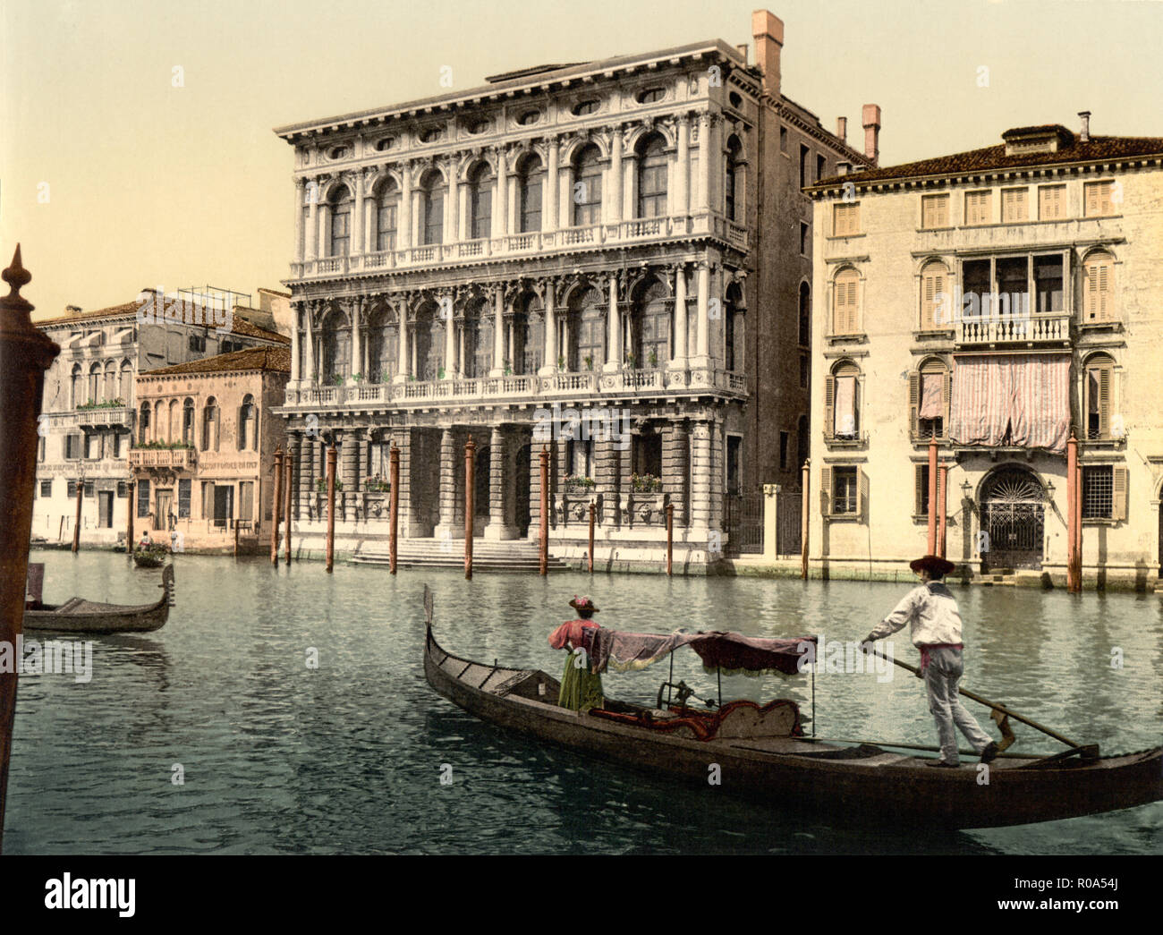 Rezzonico Palace, Venice, Italy, Photochrome Print, Detroit Publishing Company, 1900 Stock Photo